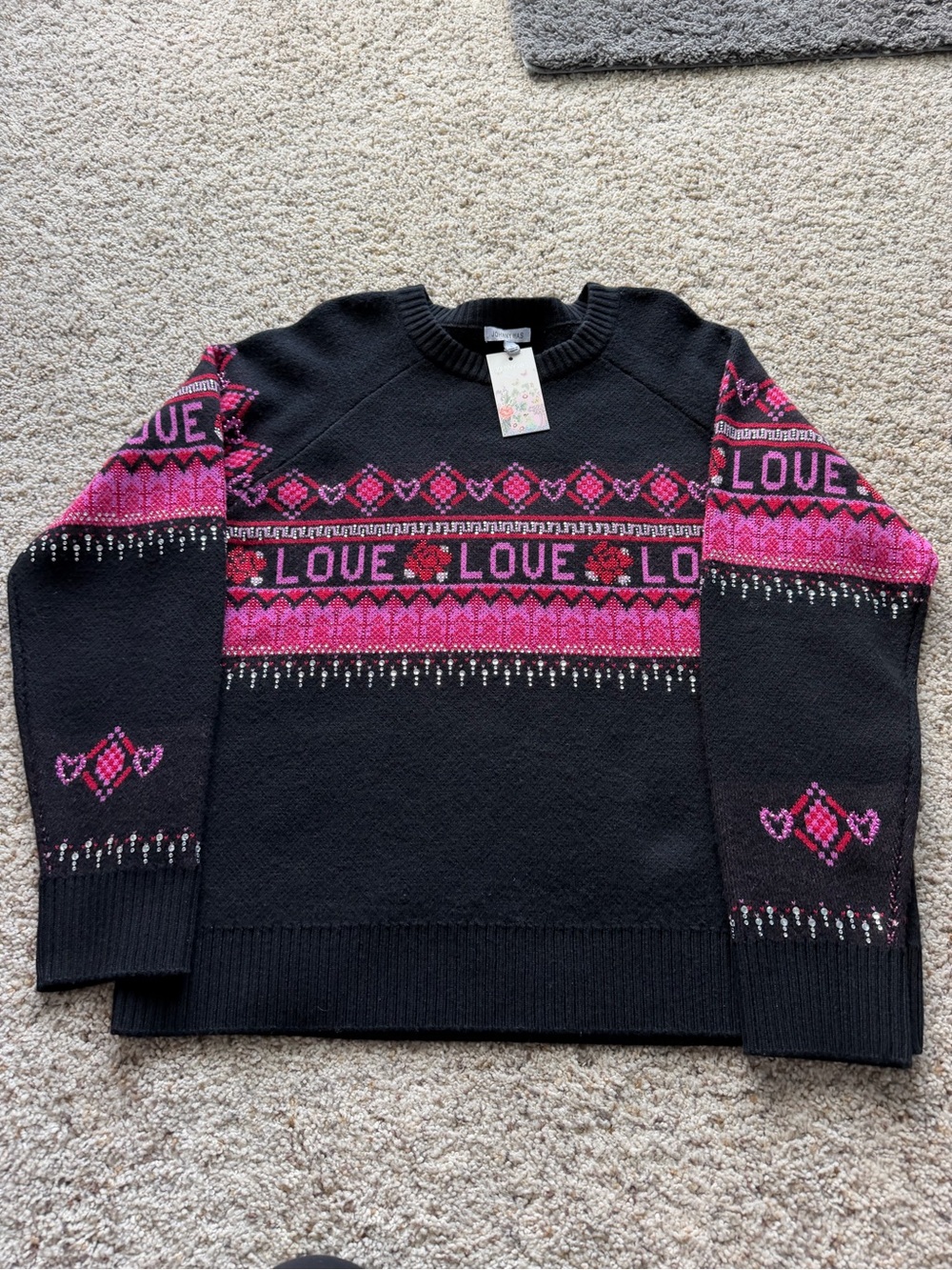 Johnny Was The Fairisle Pullover Rosey -Size L NWT Wool and Cashmere